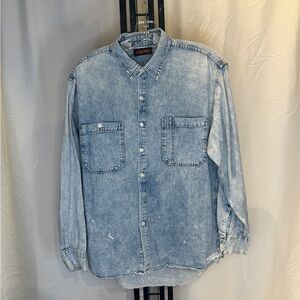 Bachrach‎ Denim Blue Casual Button-Down Shirt (Vintage)